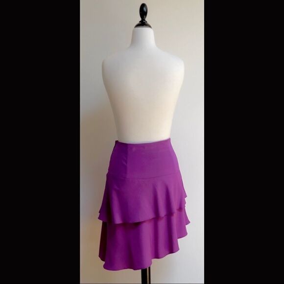 SILK CHARMEUSE LUXURY LAYERED ASYMMETRIC SHORT SKIRT - Picture 6 of 11